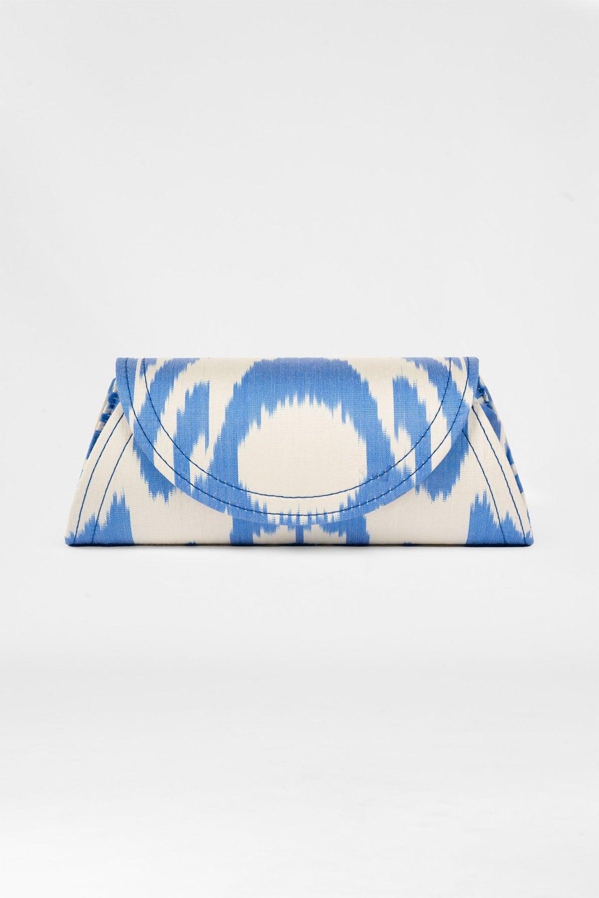 Clutch Bag - Iridescent Ikat Blue White One Size