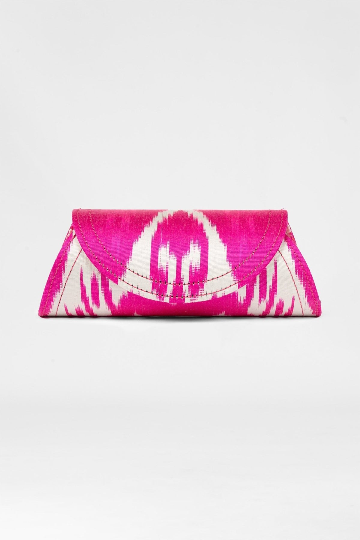 Clutch Bag - Iridescent Ikat Pink White One Size