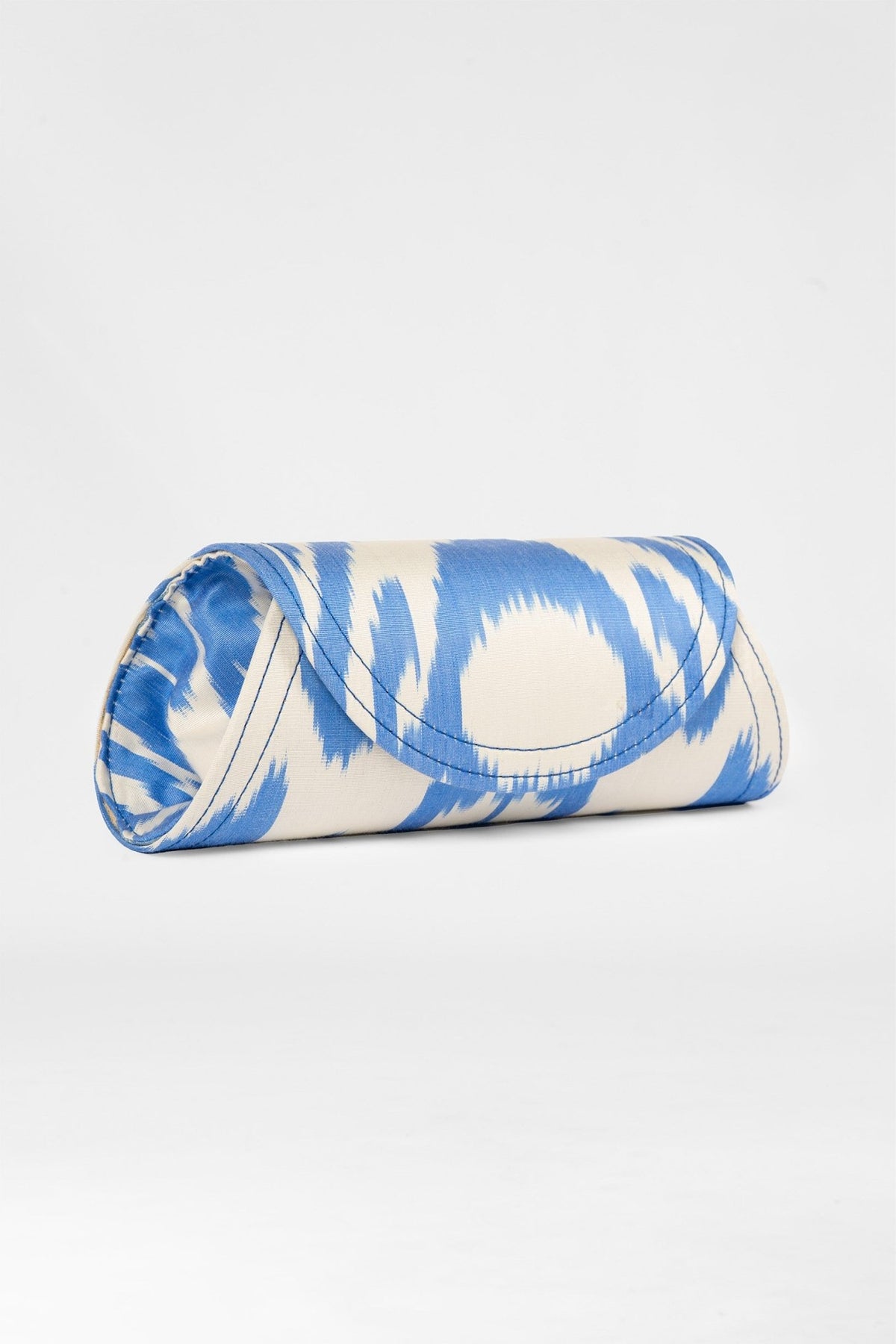 Clutch Bag - Iridescent Ikat Blue White One Size