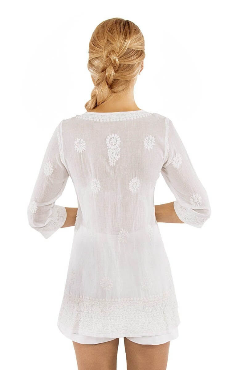 Hand-Embroidered Tunic - Copacabana White