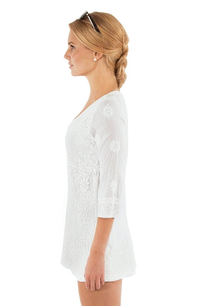 Hand-Embroidered Tunic - Copacabana White