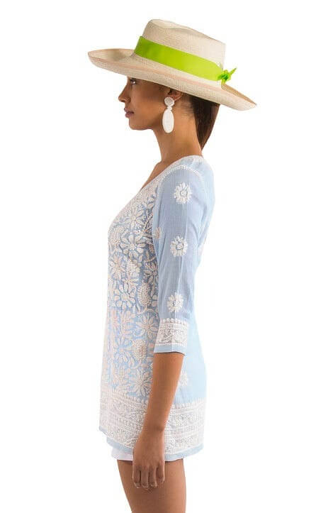 Hand-Embroidered Tunic - Copacabana Periwinkle