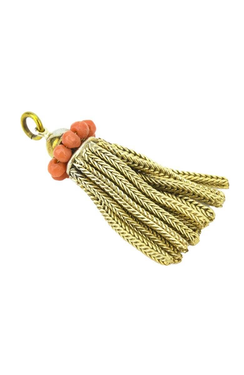 Antique 19th Century Coral Tassel Necklace Pendant