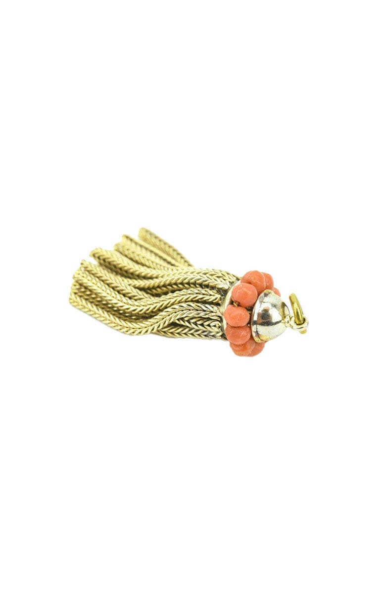 Antique 19th Century Coral Tassel Necklace Pendant