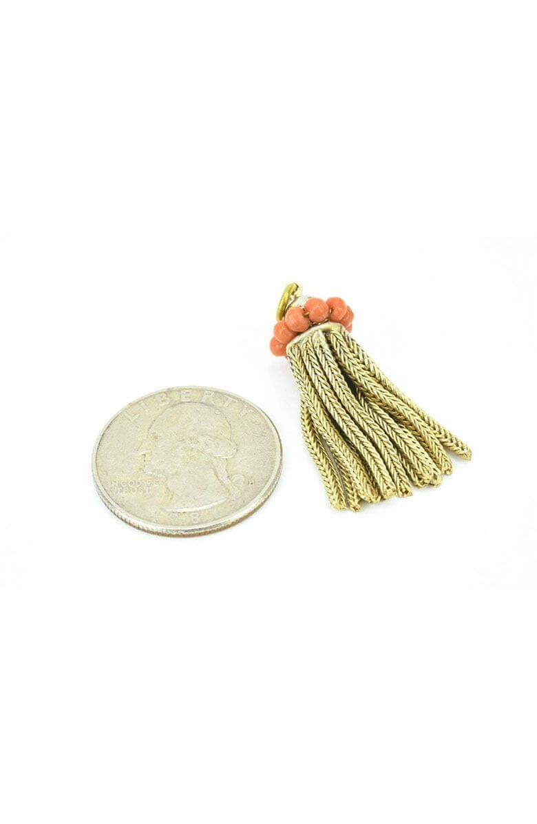 Antique 19th Century Coral Tassel Necklace Pendant