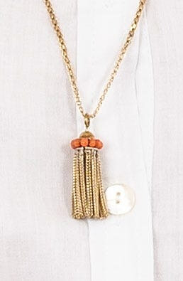 Antique 19th Century Coral Tassel Necklace Pendant