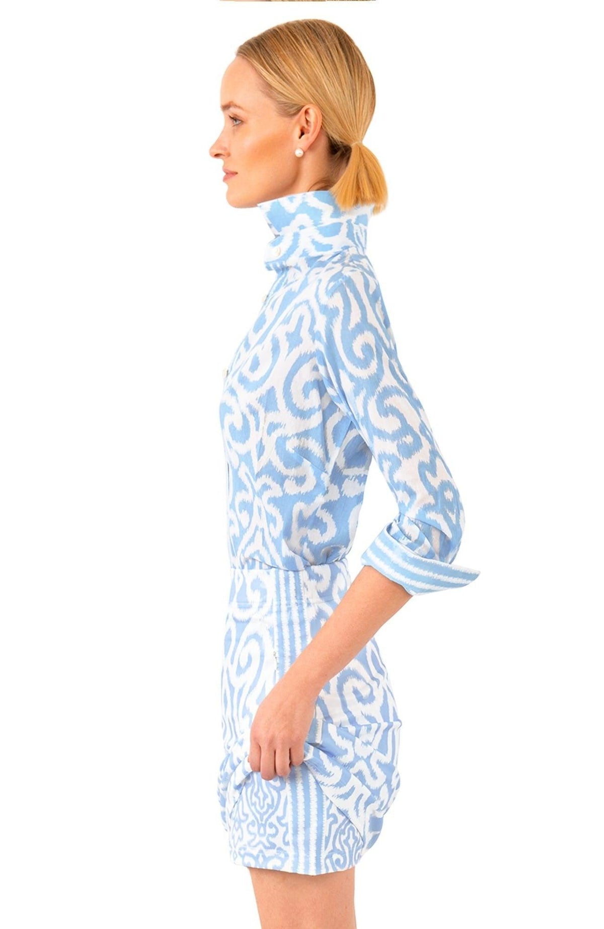 Cotton Boyfriend Shirt - Arabesque - Final Sale Periwinkle
