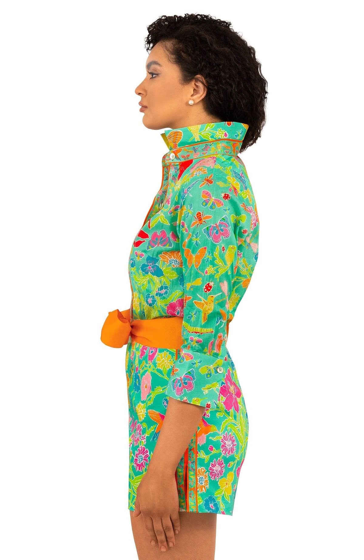 Cotton Boyfriend Shirt - Birds & the Bees - Final Sale Turquoise