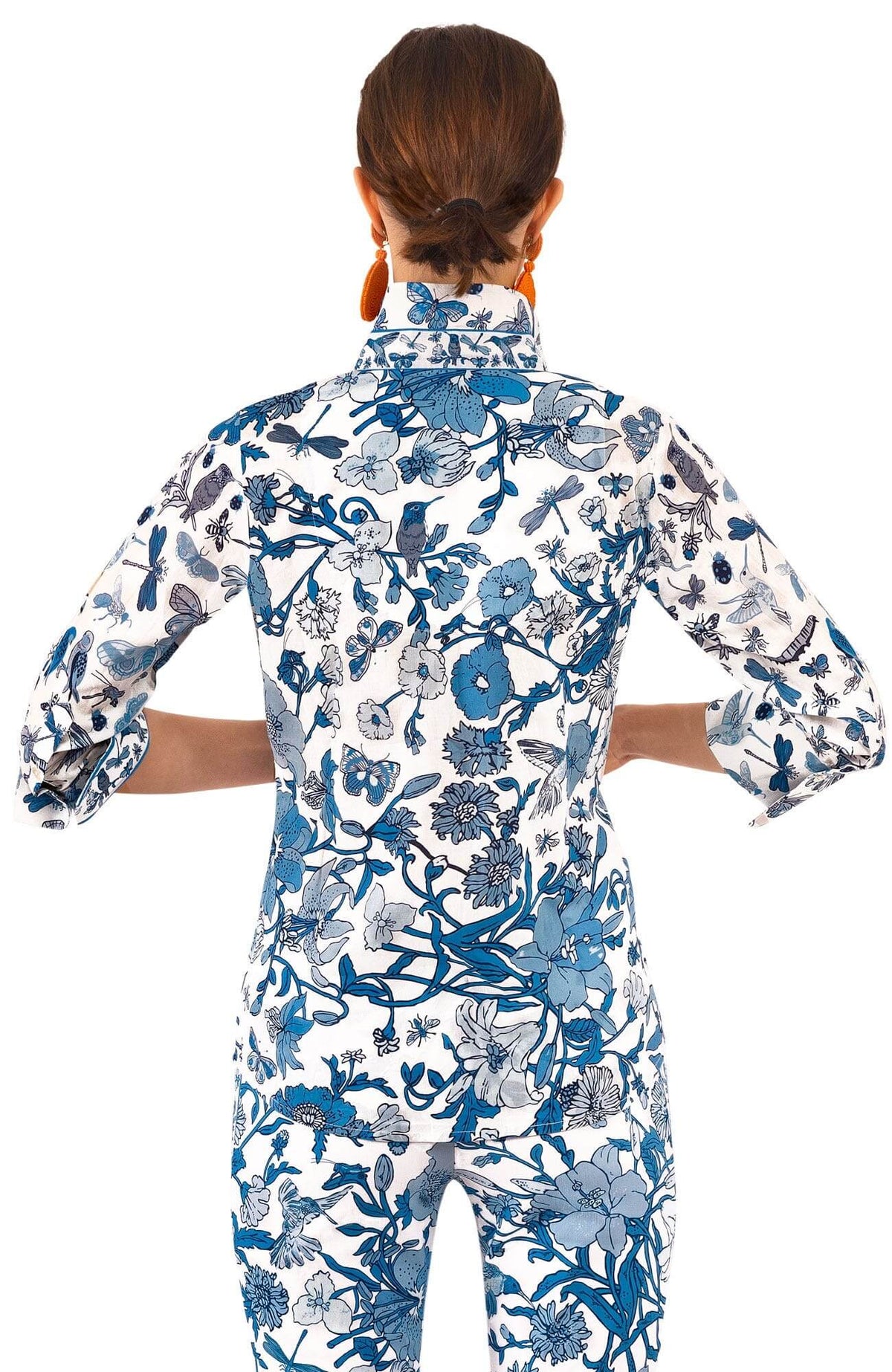 Cotton Boyfriend Shirt - Birds & the Bees - Final Sale Blues