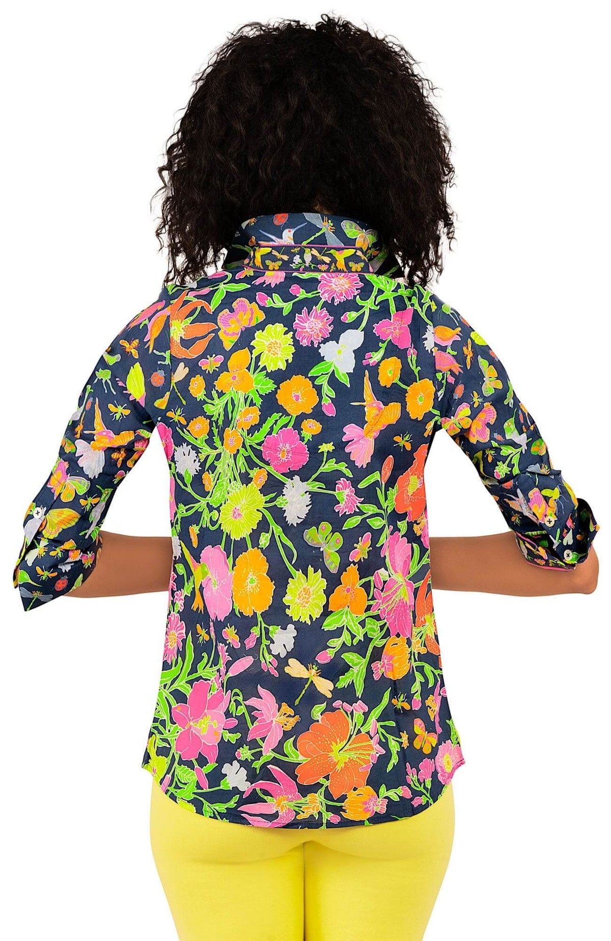 Cotton Boyfriend Shirt - Birds & the Bees - Final Sale Navy