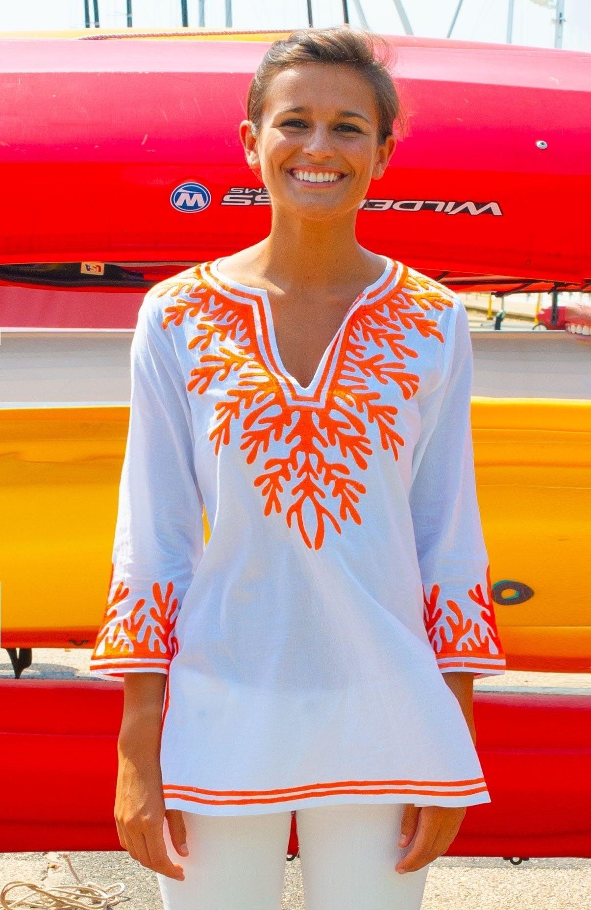 Cotton Embroidered Tunic - The Reef - Final Sale