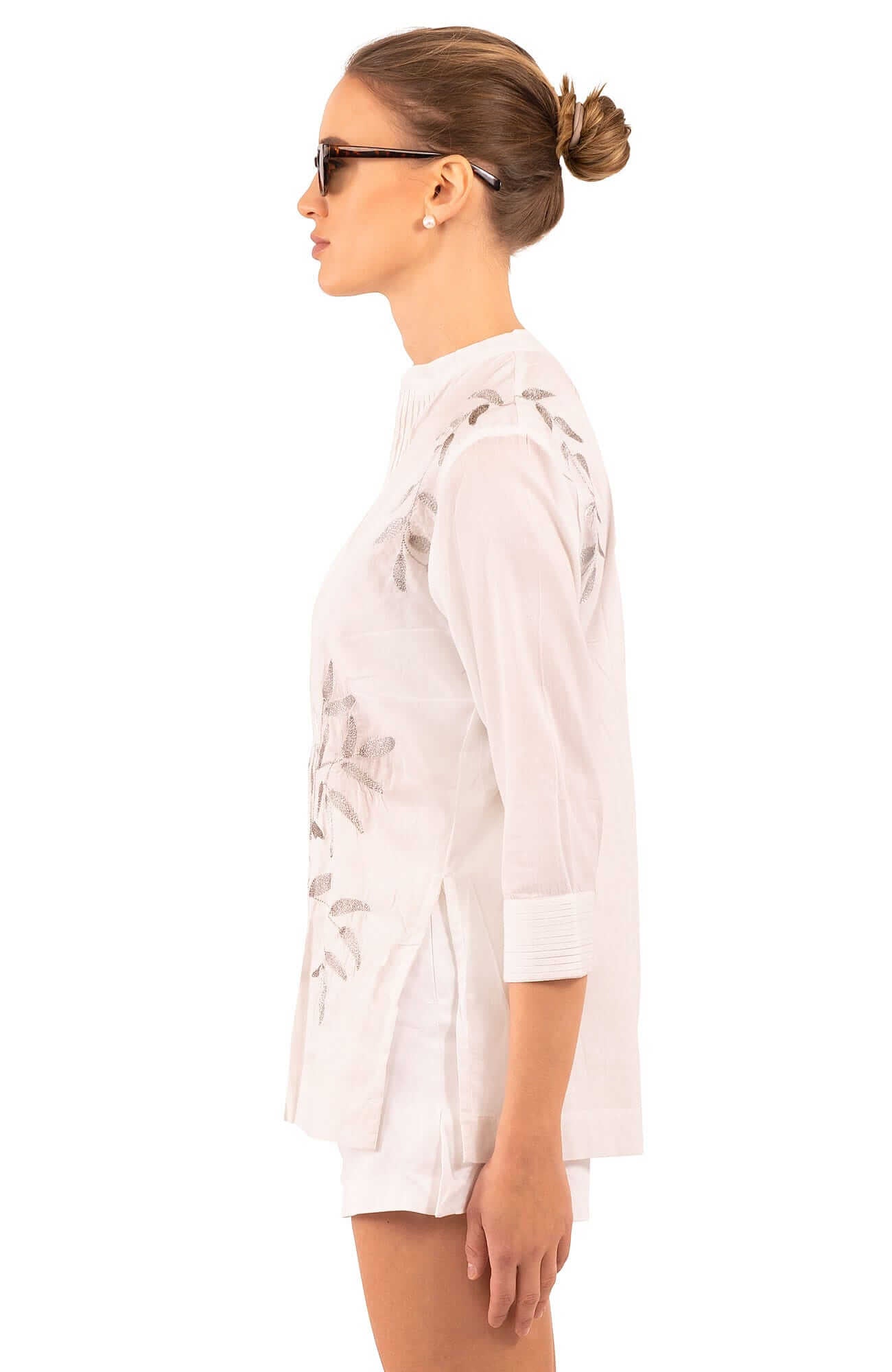 Cotton Embroidered Whisper Tunic – La Di Da - Final Sale White Silver