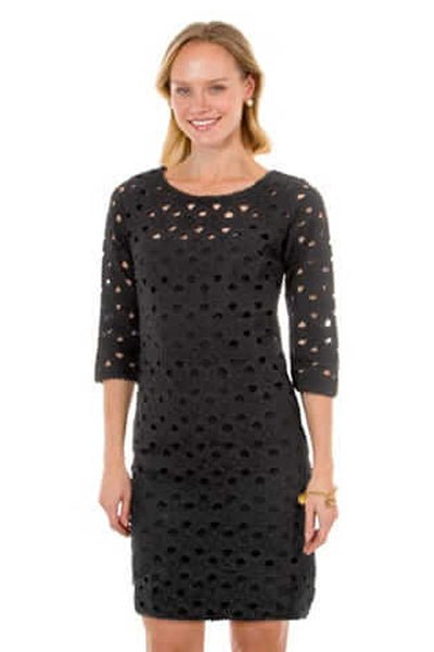 Cotton Eyelet Dress With Slip - Pizelle - Final Sale Black