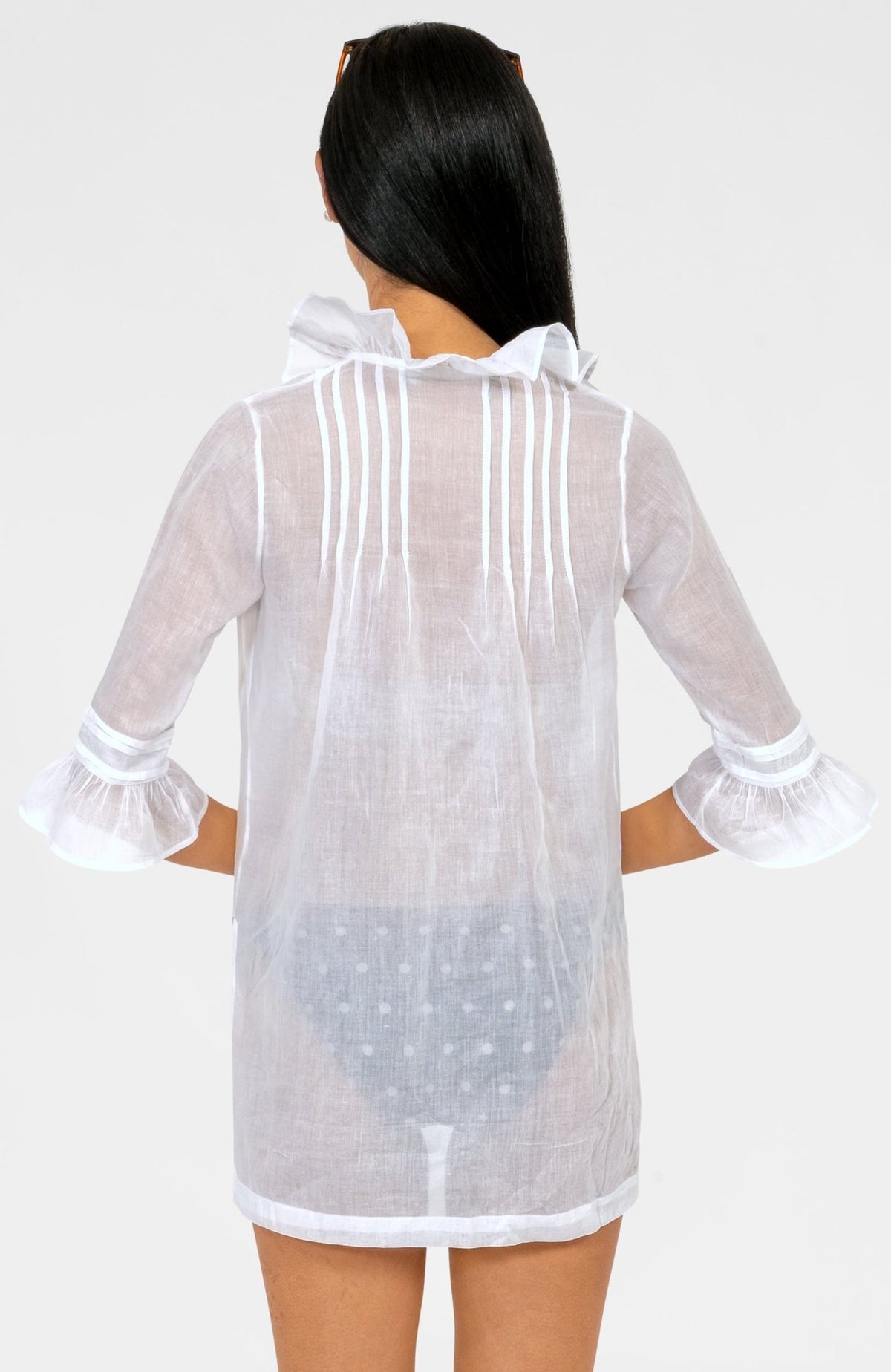 Cotton Frill Top Blouse White