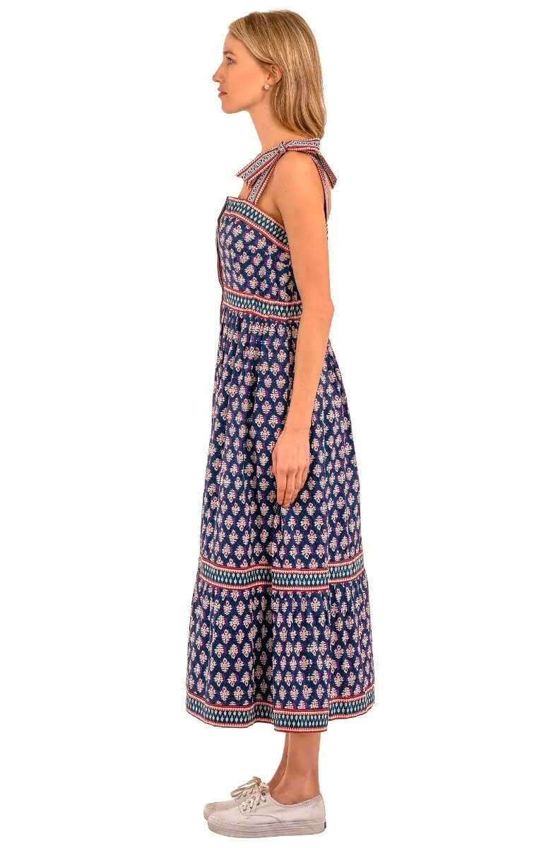 cotton sun dress Born for the Beach Ivory Multi Tropical Zodiac Print Cotton Maxi Dress