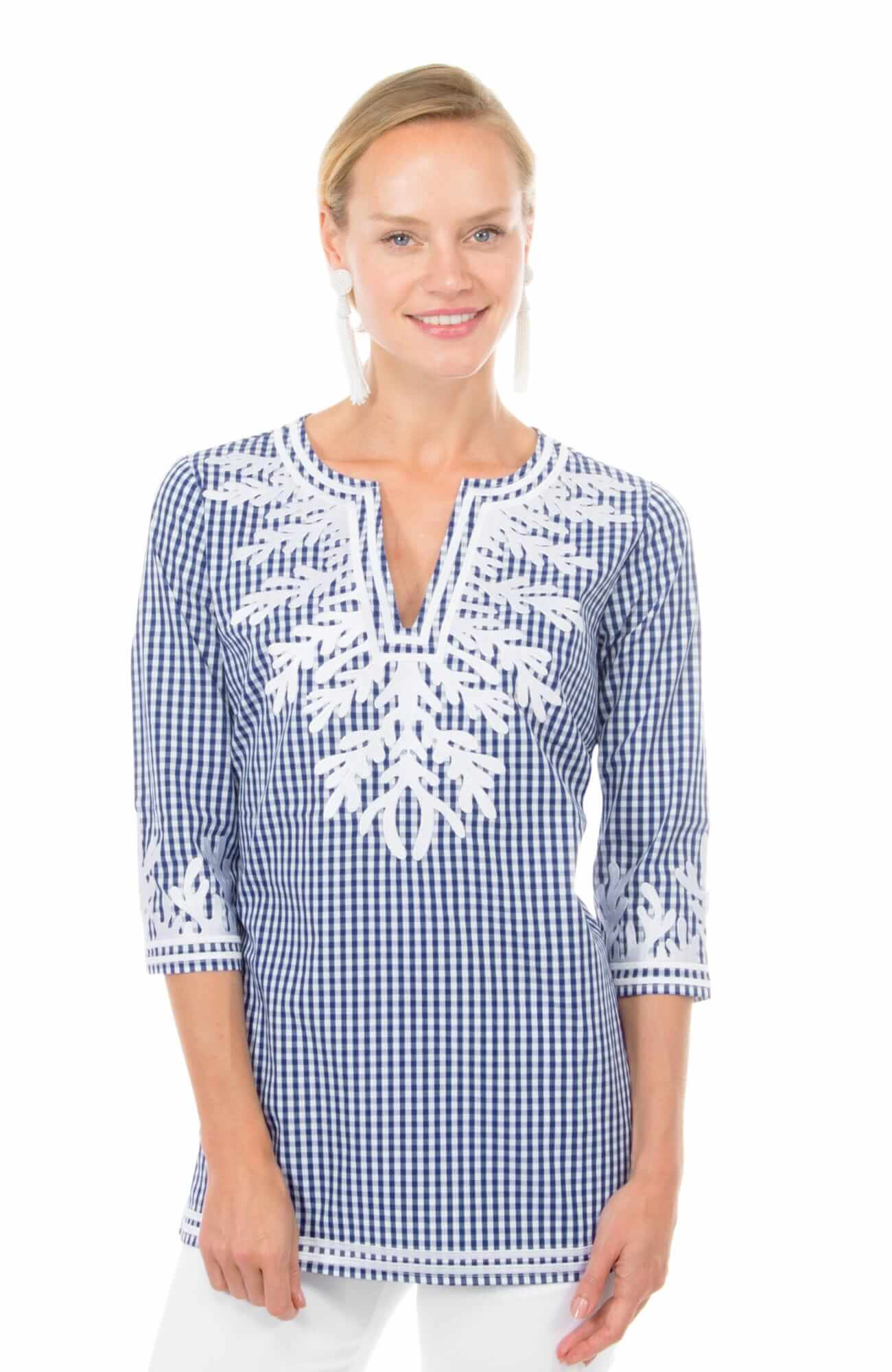 Cotton Gingham Tunic - The Reef - Final Sale Navy