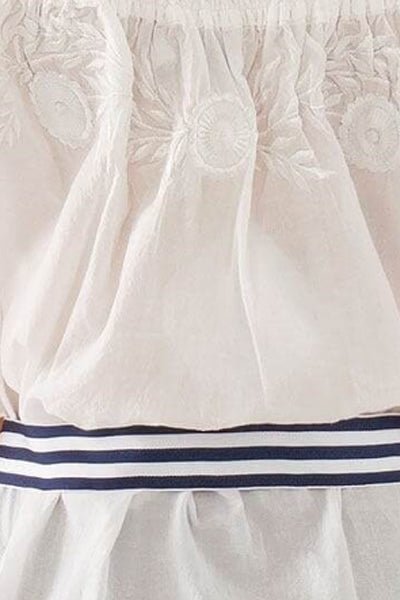 Cotton Hand Embroidered Top - Garden - Final Sale White