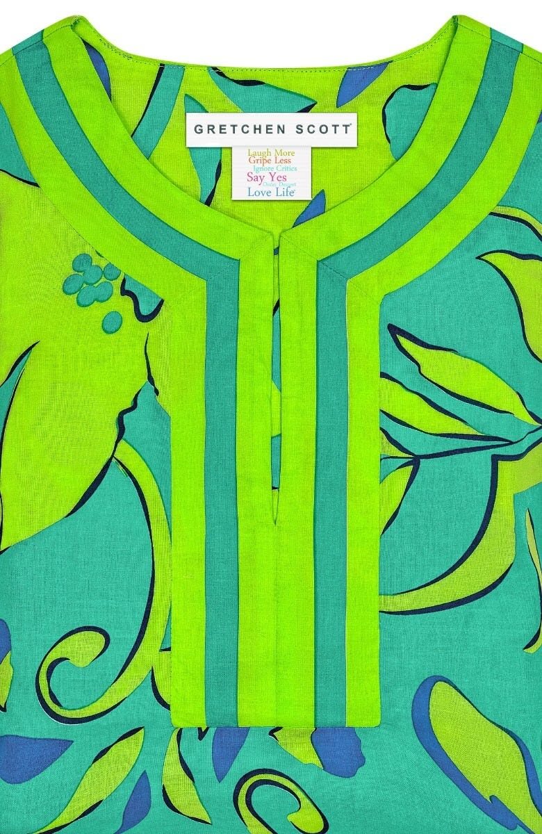 Cotton Split Neck Tunic - Full Bloom - Final Sale Turquoise