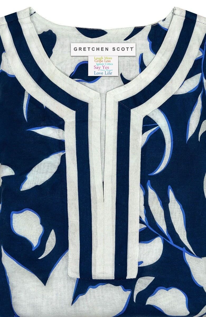 Cotton Split Neck Tunic - Full Bloom - Final Sale Navy