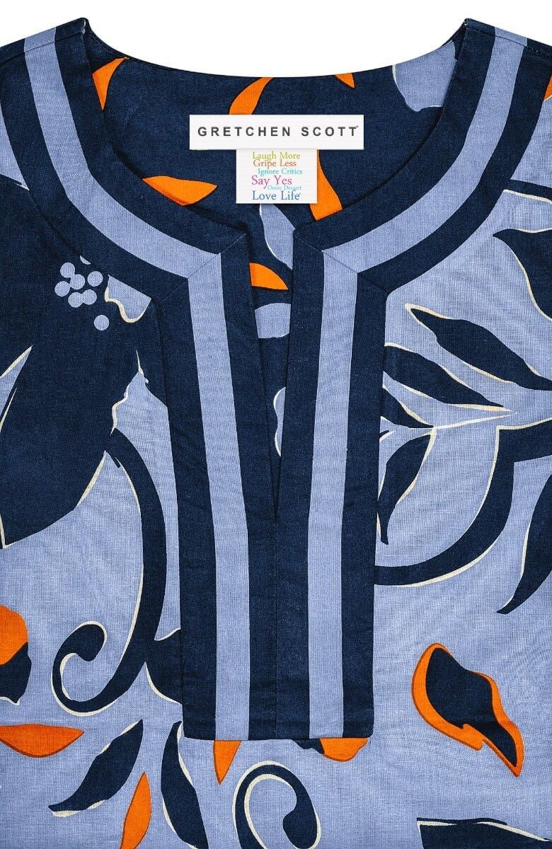 Cotton Split Neck Tunic - Full Bloom - Final Sale Periwinkle