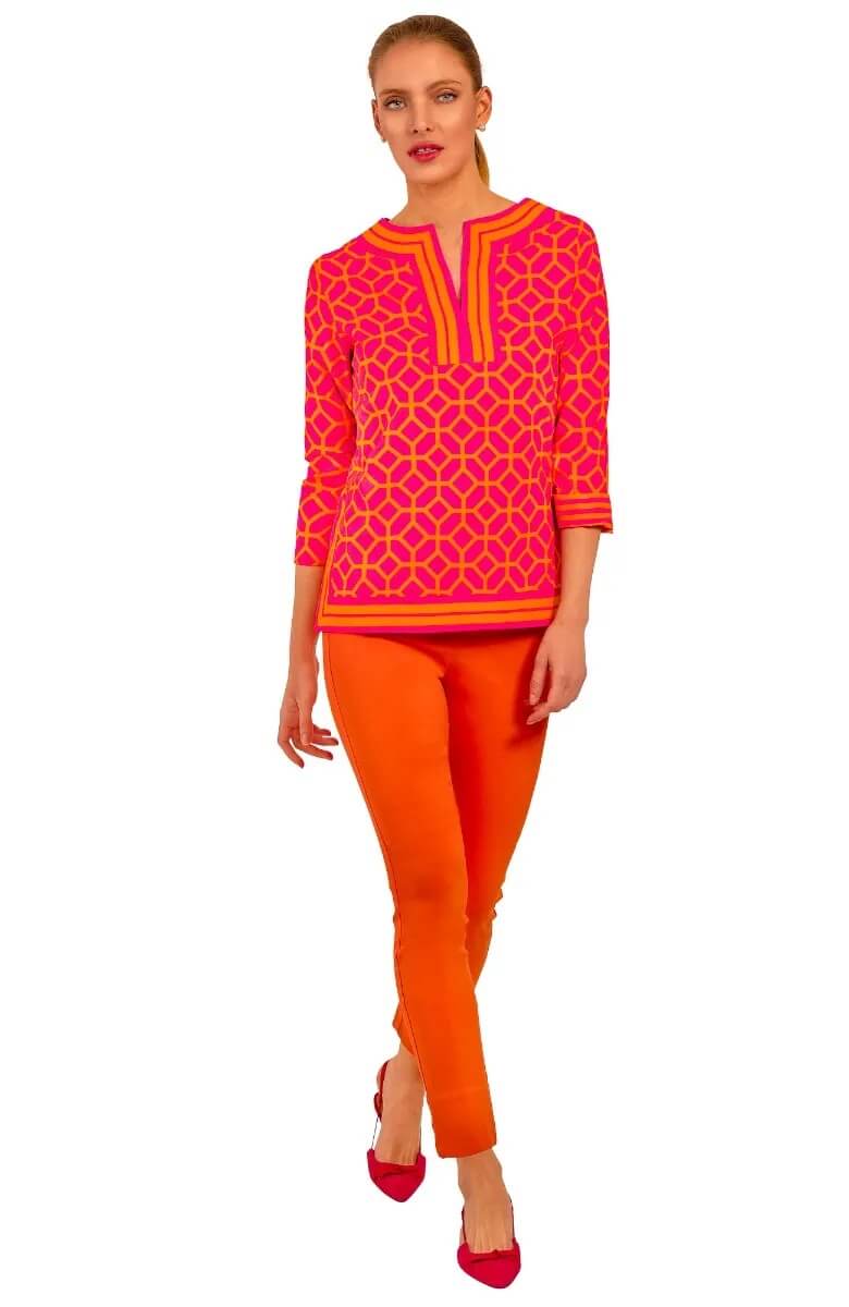 Cotton Split Neck Tunic - Lucy In The Sky With Diamonds - Final Sale Pink