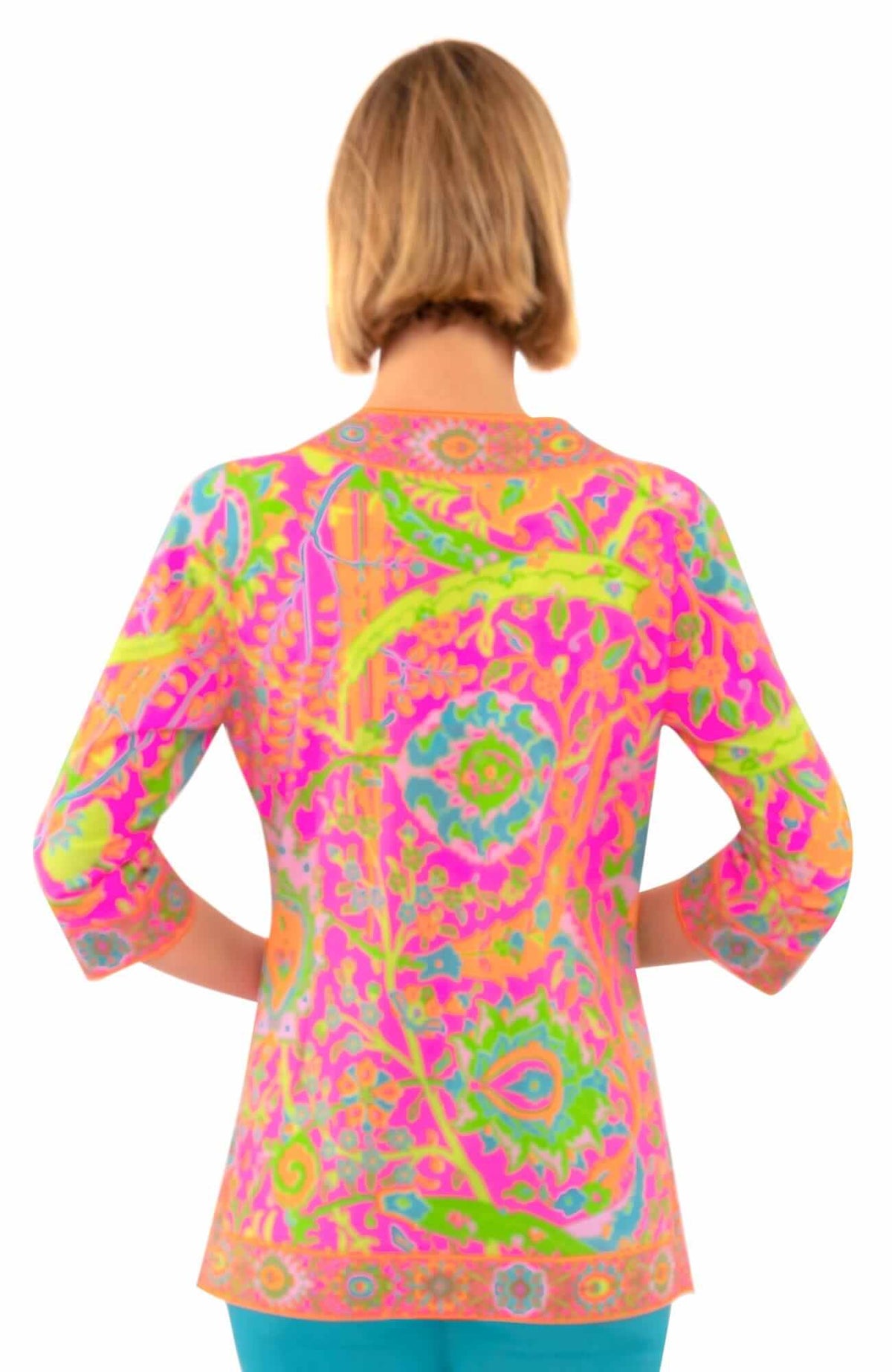 Cotton Split Neck Tunic - Magic Carpet - Final Sale Pink