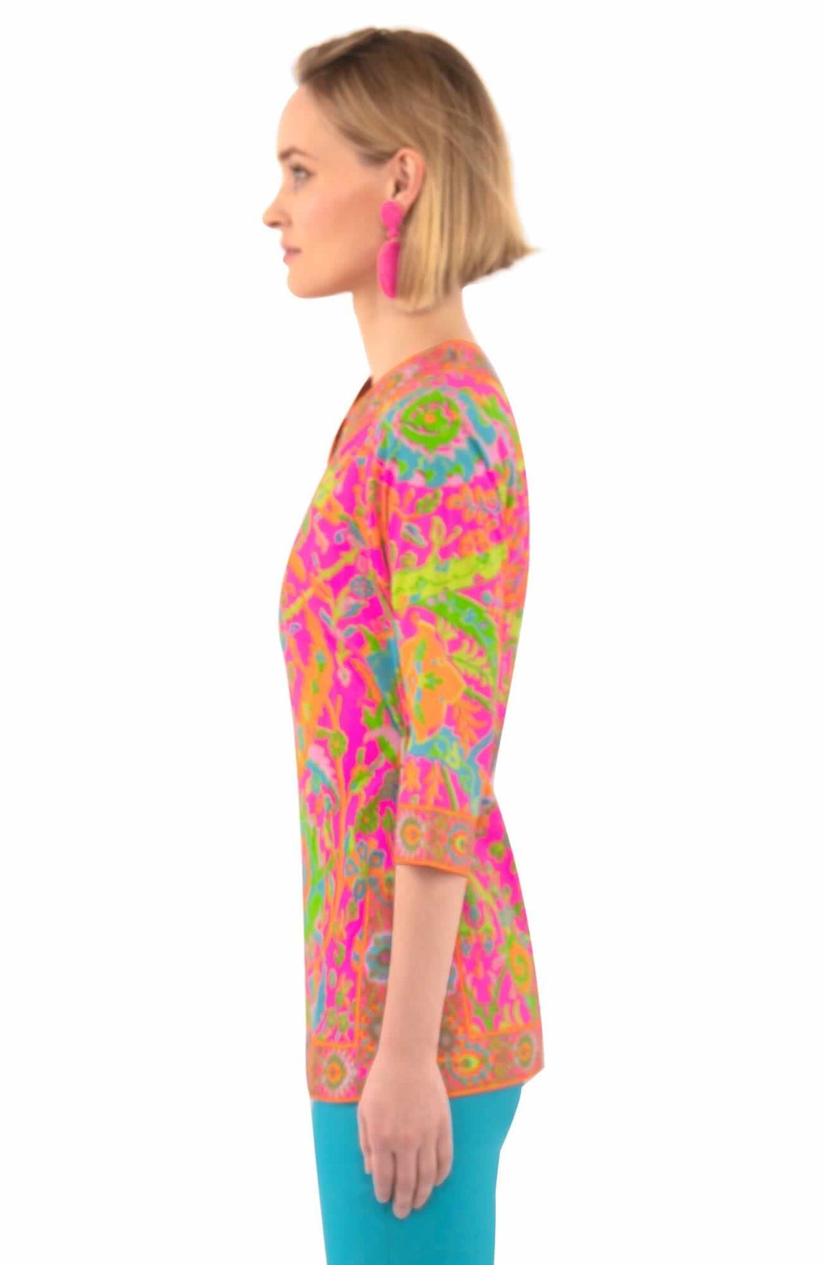 Cotton Split Neck Tunic - Magic Carpet - Final Sale Pink