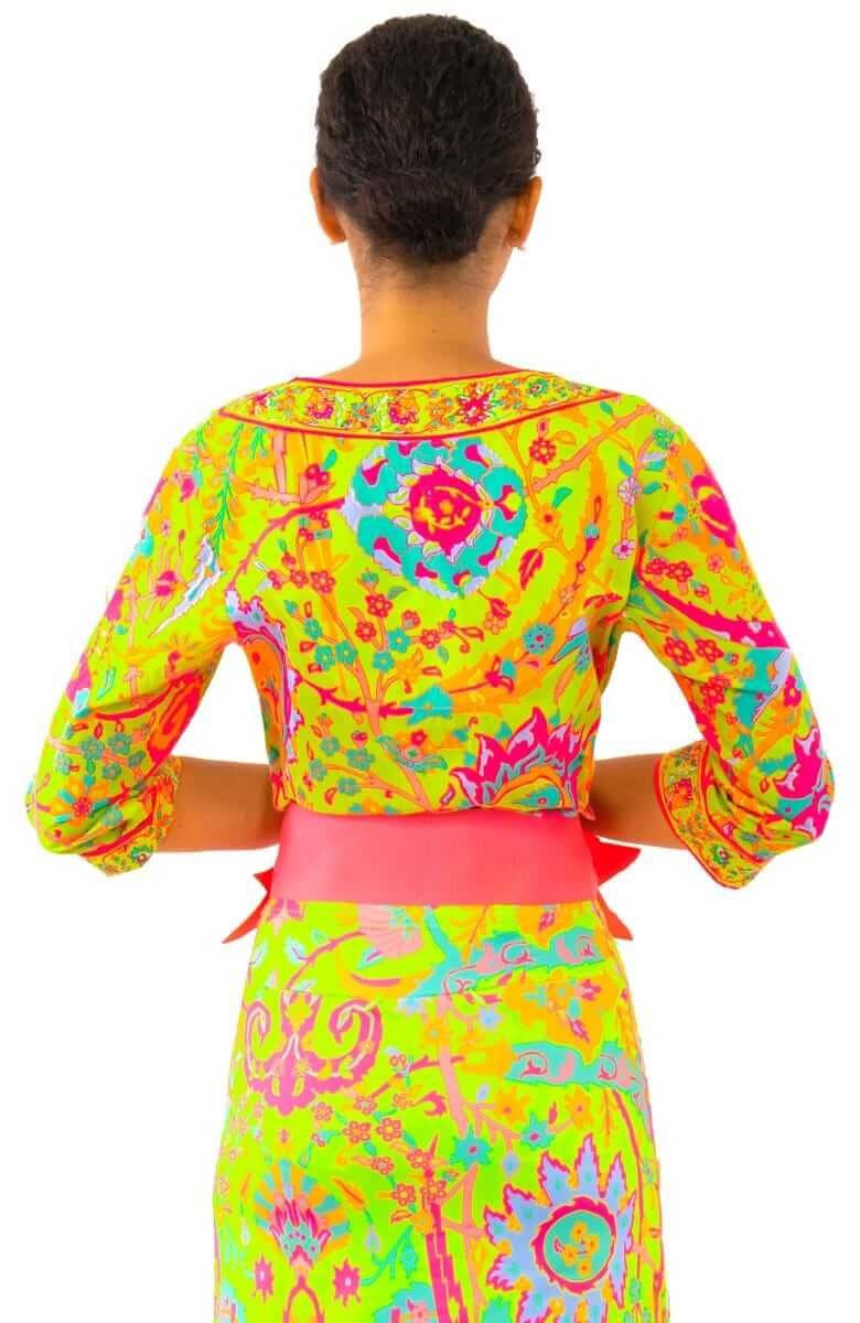 Cotton Split Neck Tunic - Magic Carpet - Final Sale Lime