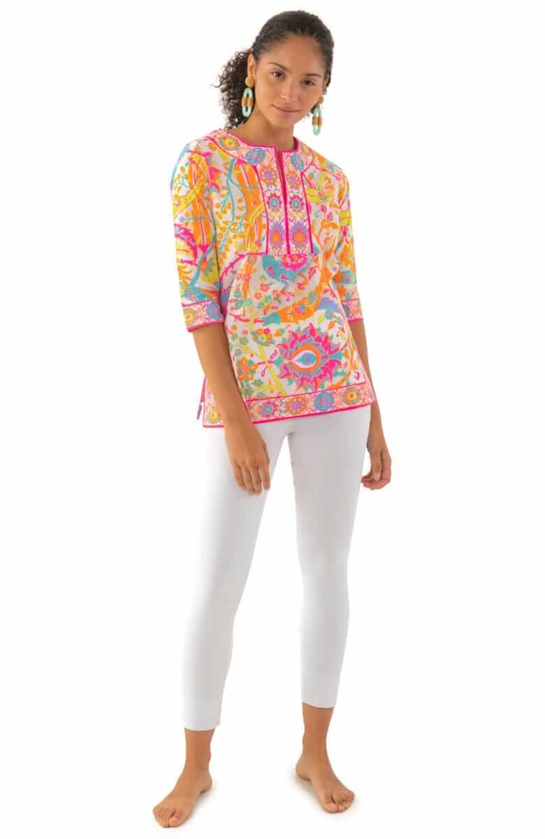 Cotton Split Neck Tunic - Magic Carpet - Final Sale Brights