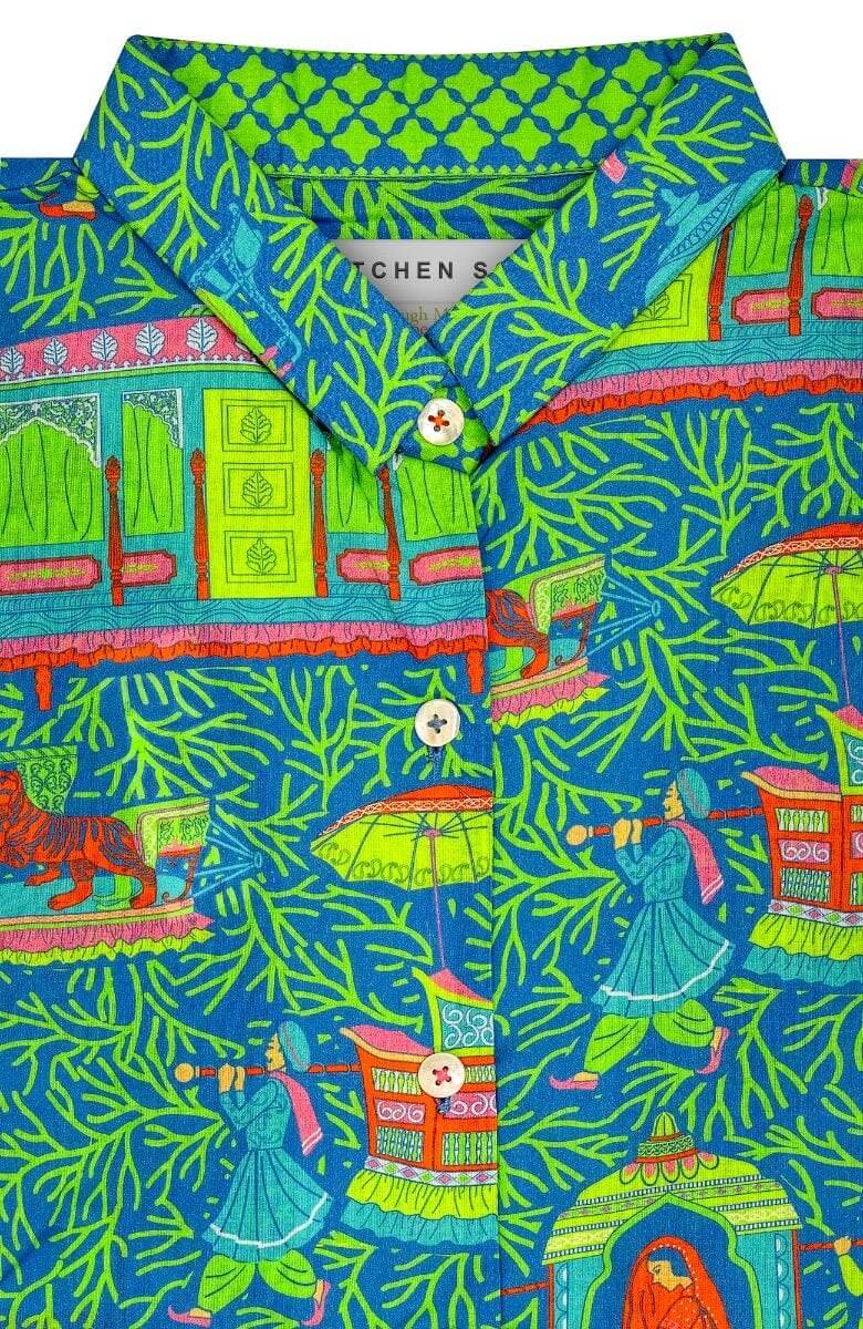 Cotton Tear It Up Dress - Palanquin Party - Final Sale Turquoise