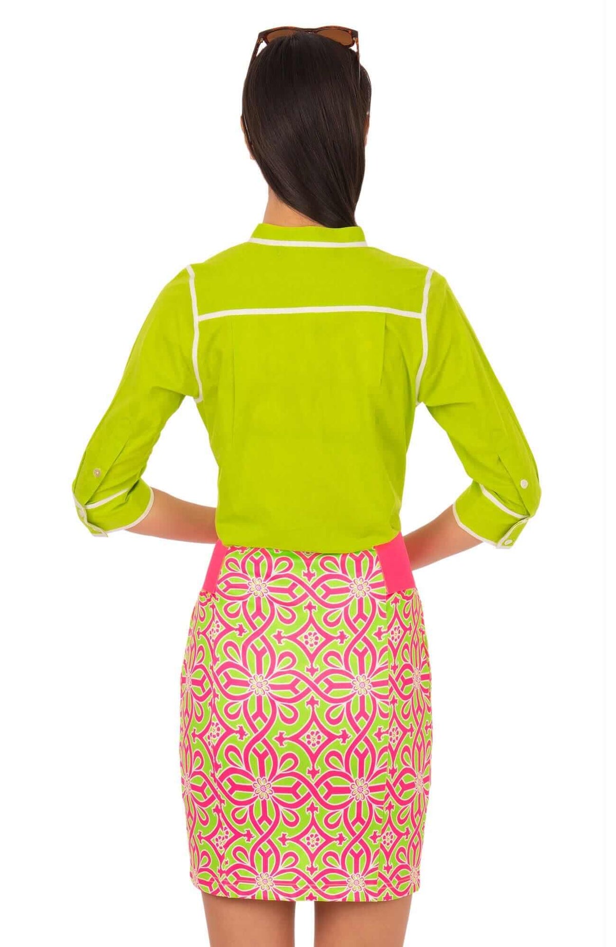 Cotton Voile Blouse - Grosgrain Heaven - Final Sale Green White