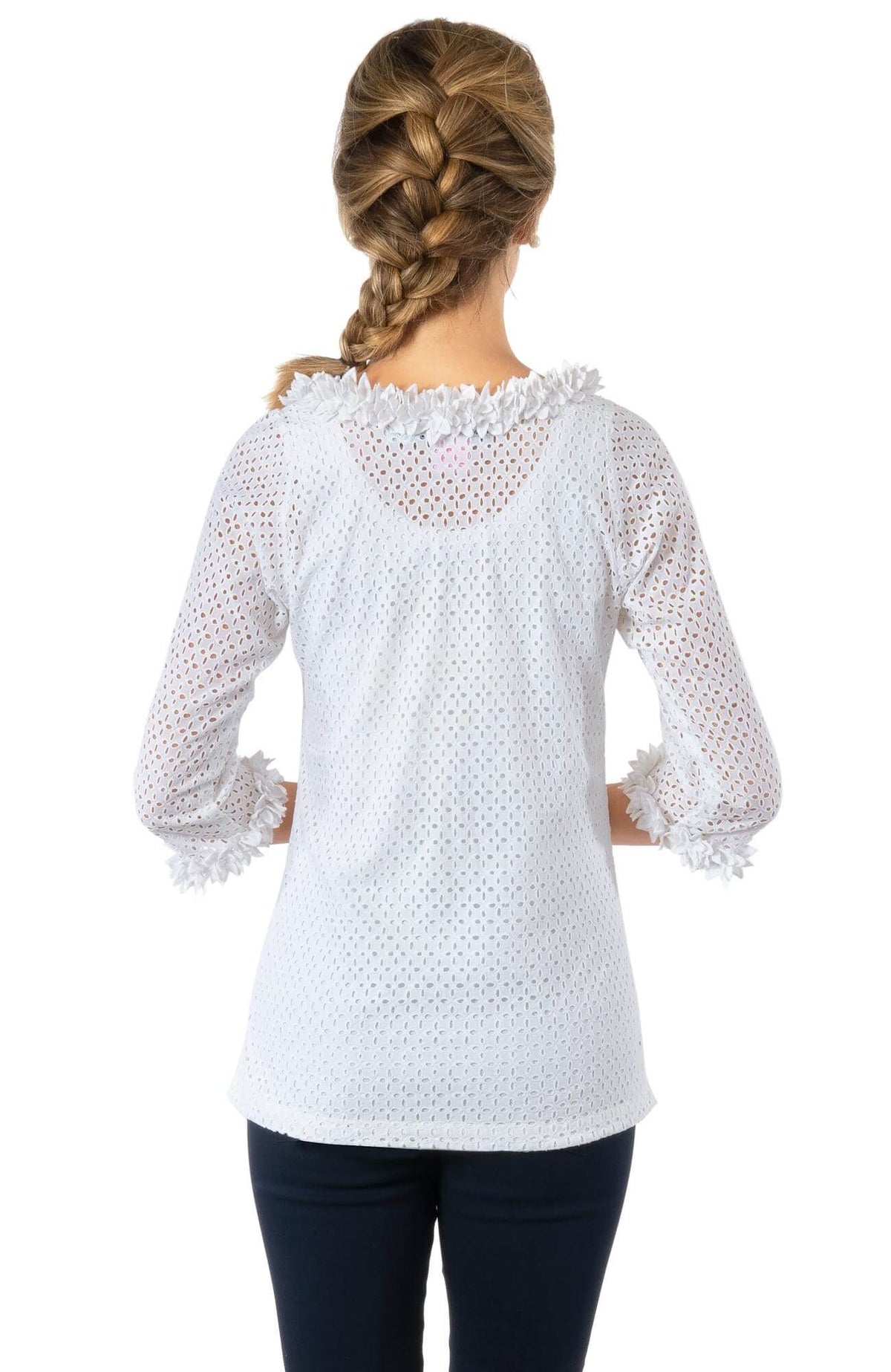 Eyelet Split Neck Top - Zelda - Final Sale White