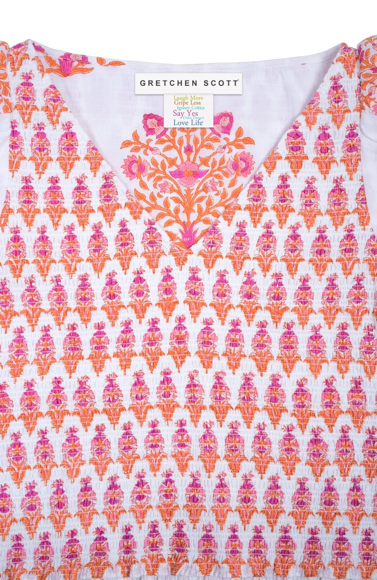 Crinkle Dimple Floral Top Orange