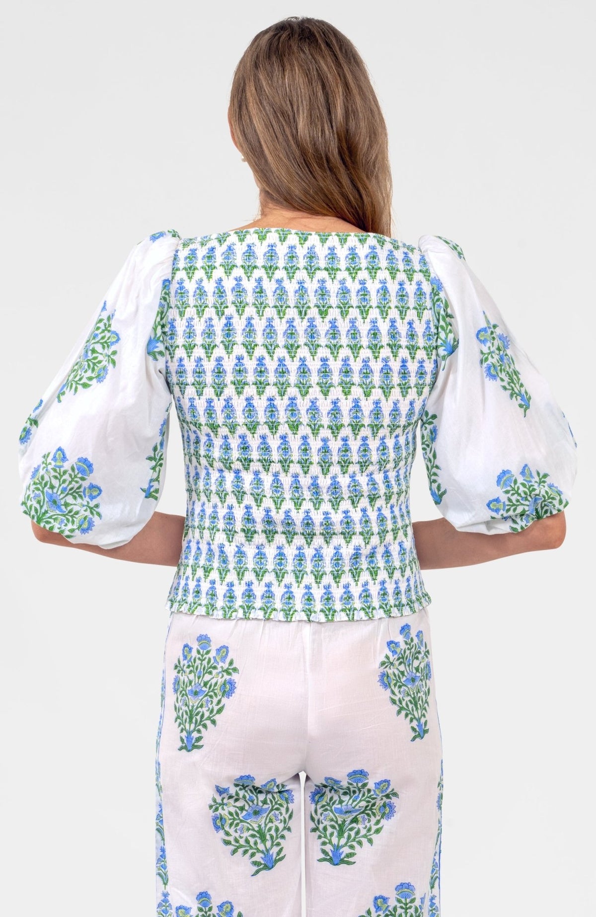 Crinkle Dimple Floral Top Kelly