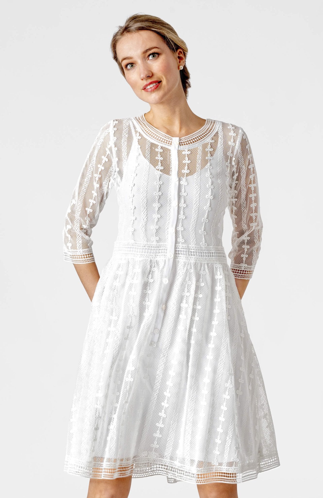 Crochet Trefoil Dress White