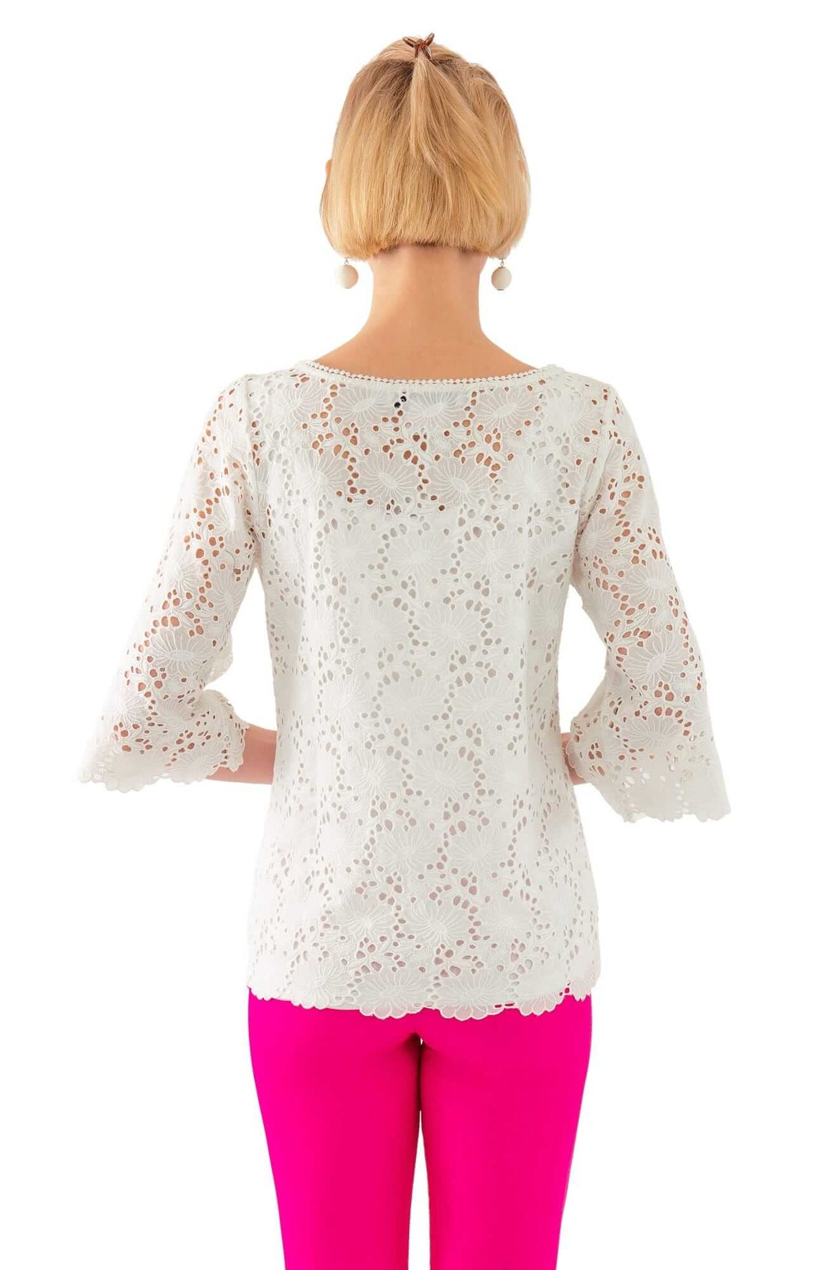 Daisy Embroidered Eyelet Top - Final Sale White