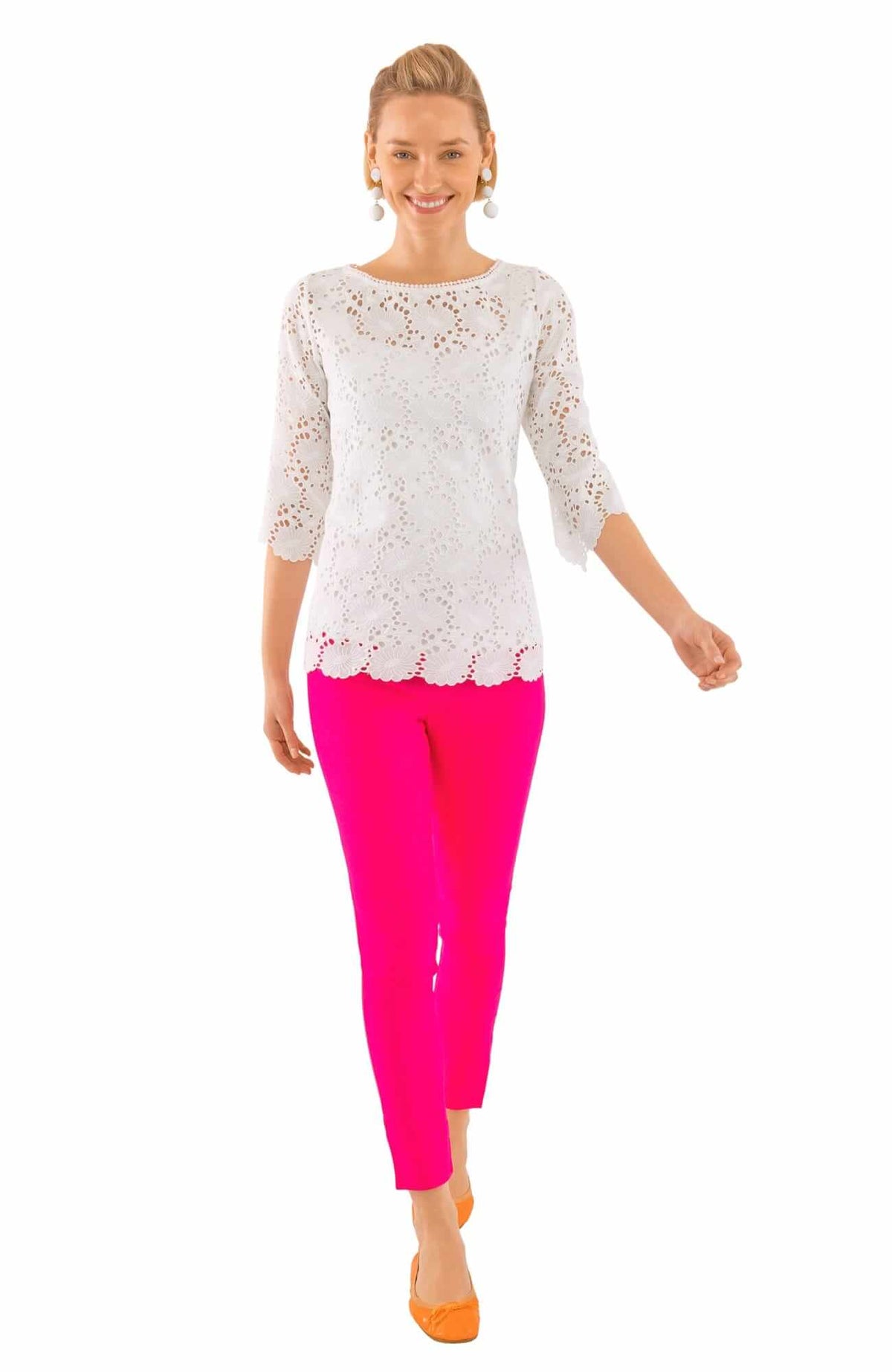 Daisy Embroidered Eyelet Top - Final Sale White