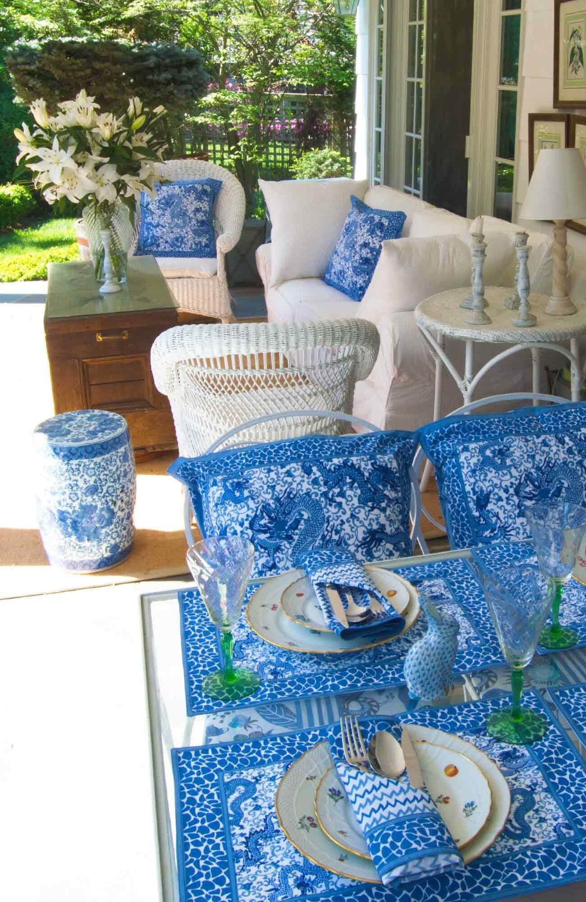 Dancing Dragos Napkins Set/4 Blue