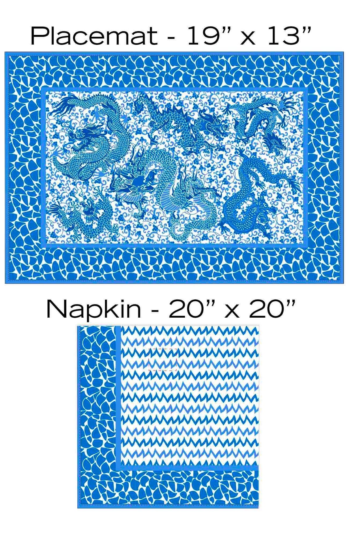 Dancing Dragos Napkins Set/4 Blue