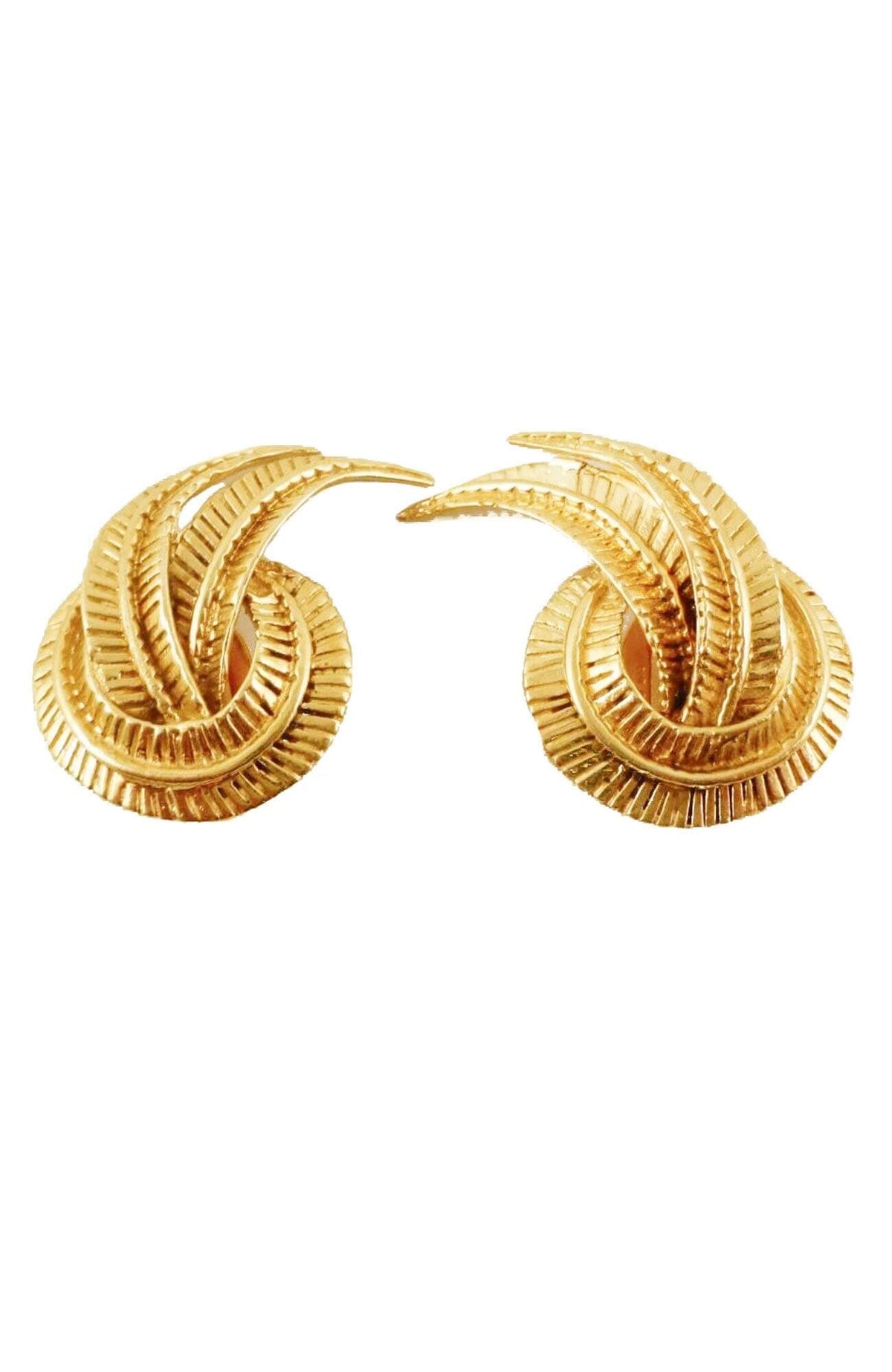 14k Gold Deco Leaf Earrings