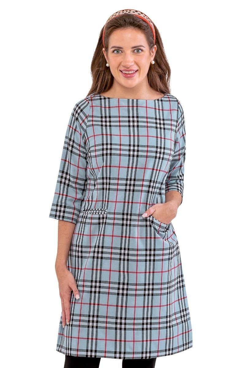 Anywhere Dress - Pretty Peri Plaid Pale Blue