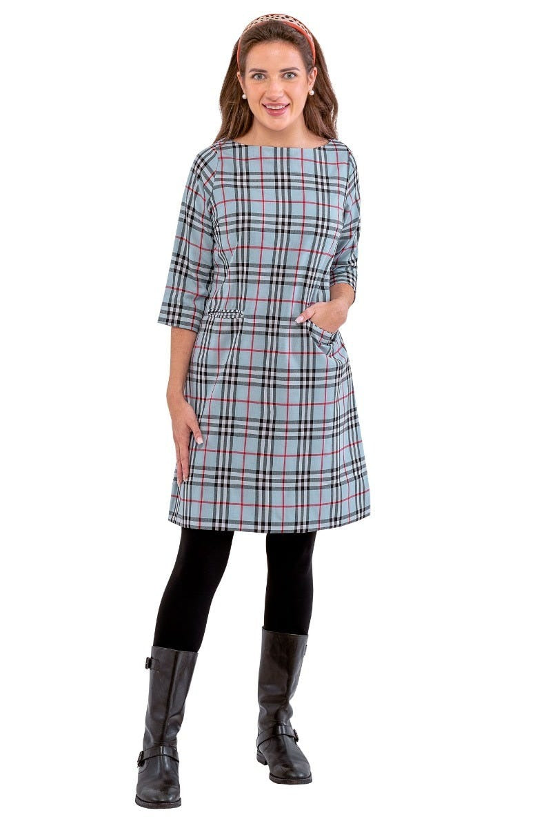 Anywhere Dress - Pretty Peri Plaid Pale Blue