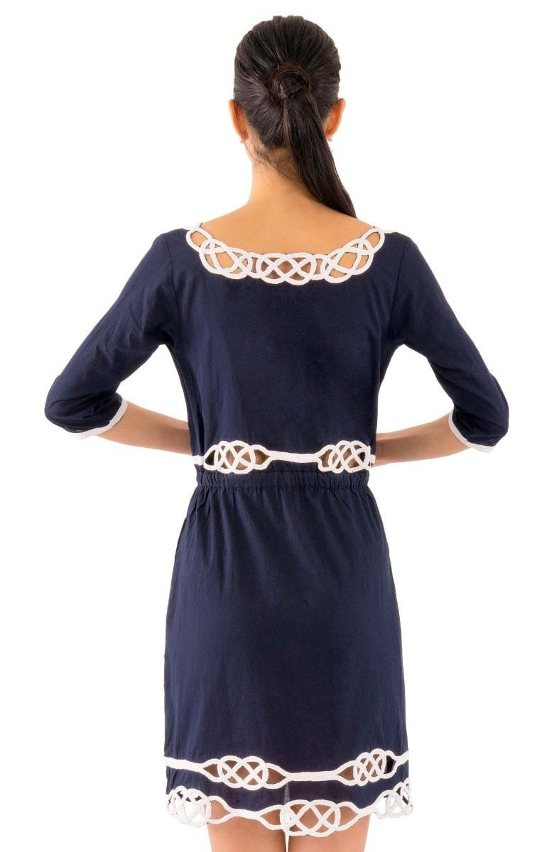 Embroidered Cut Out Dress - Infinity - Final Sale Navy