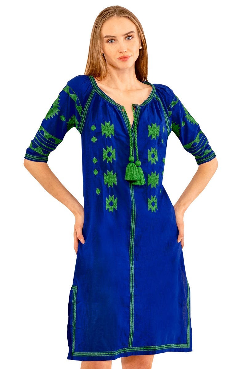 The Montezuma Dress Green Blue