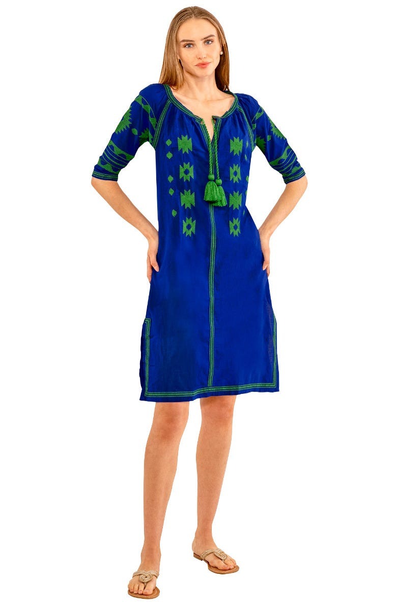 The Montezuma Dress Green Blue