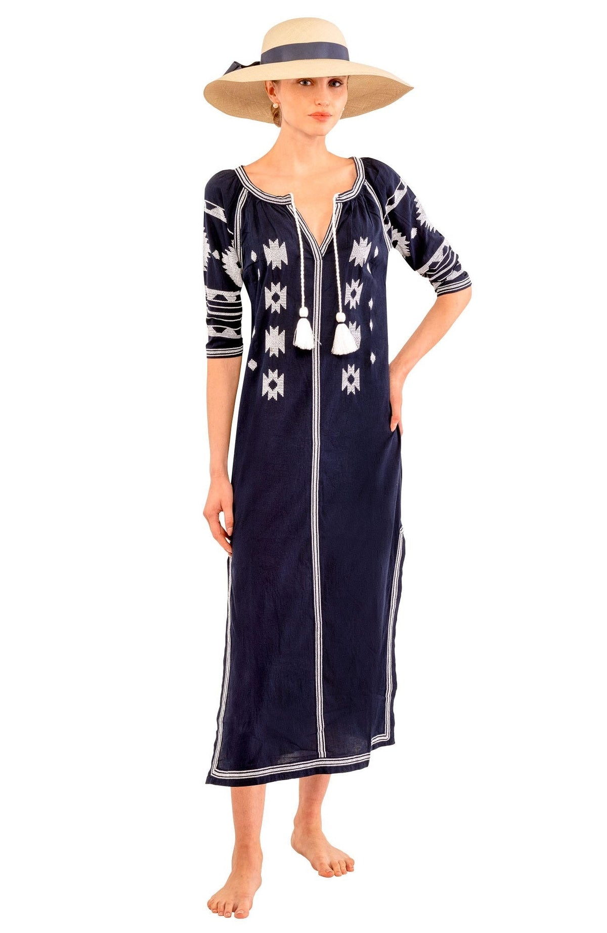 Montezuma Maxi Dress Navy White