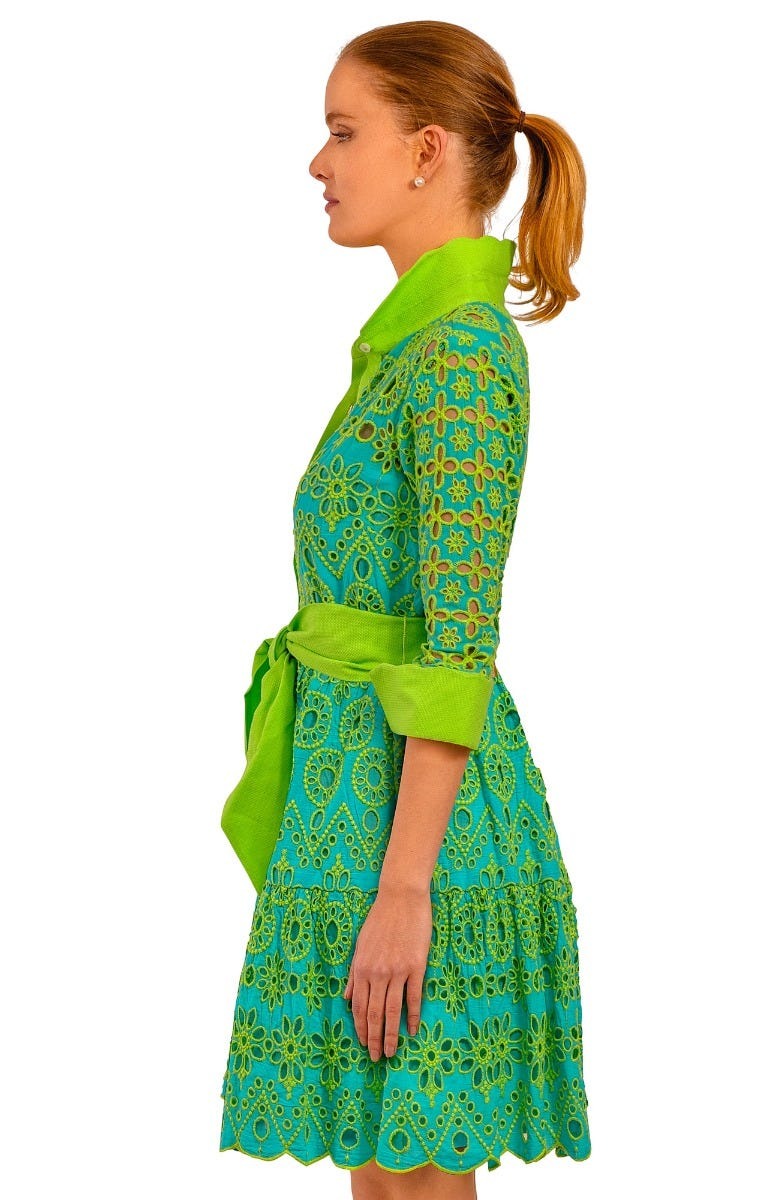 Little Bo Peep Dress - Contrast Turq Lime