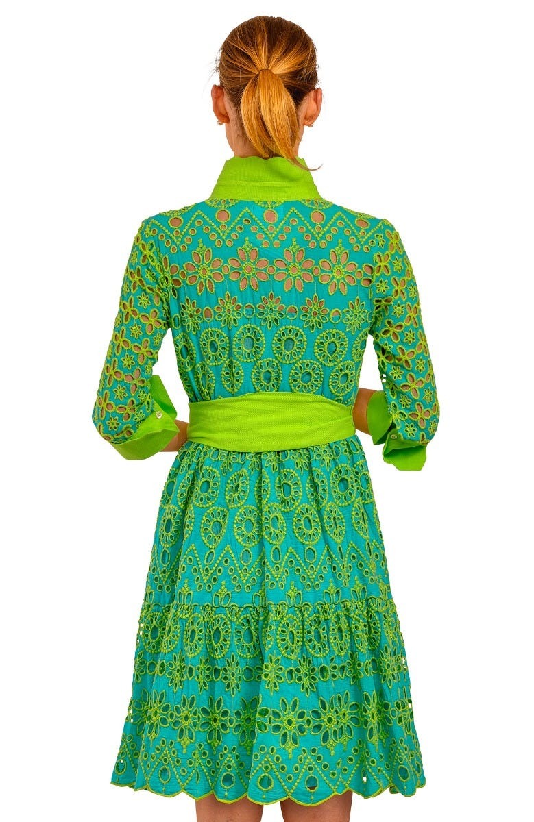 Little Bo Peep Dress - Contrast Turq Lime