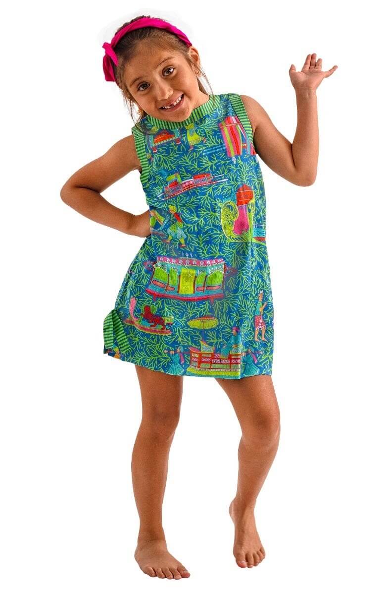 Girls Dress - Palanquin Party Turquoise