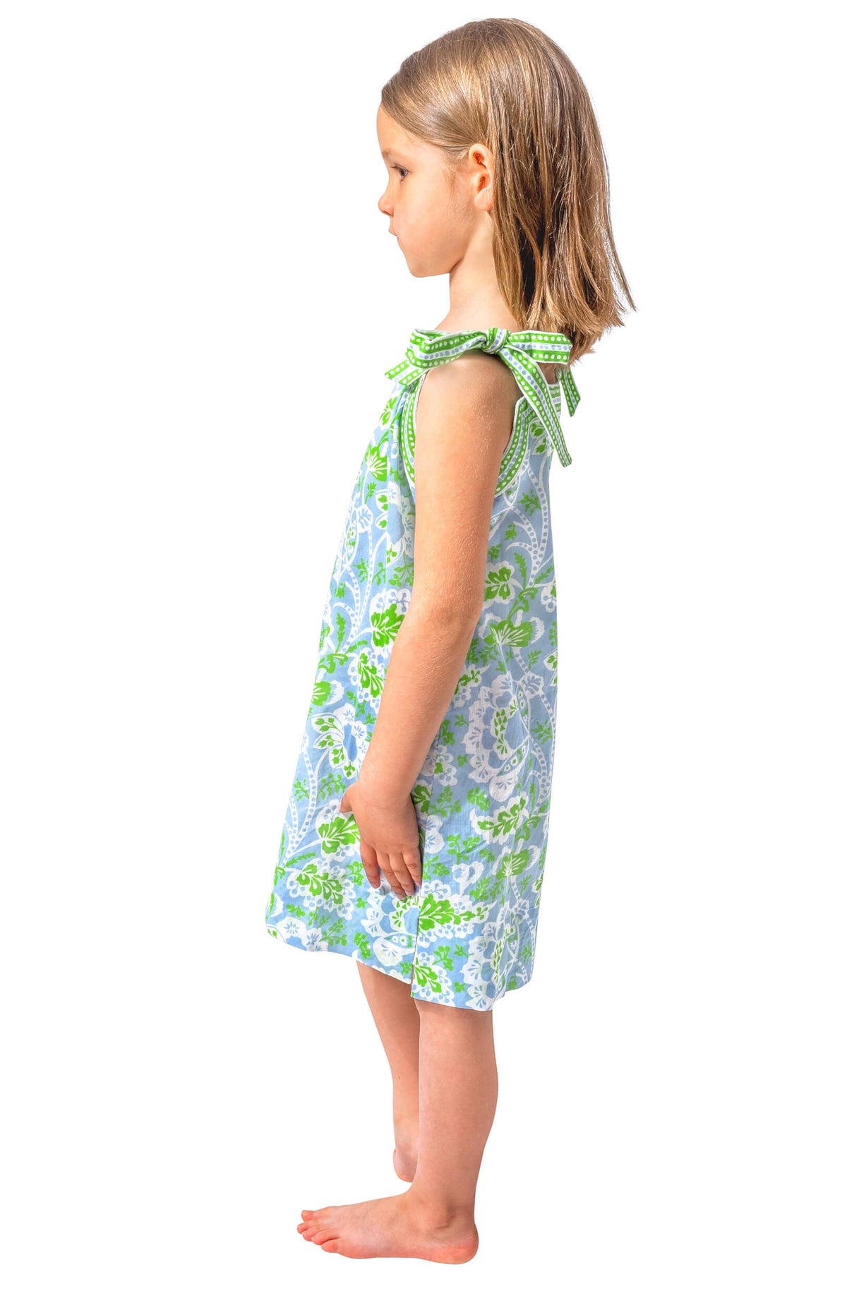 Girls Tie Dress - Flora Periwink Kelly